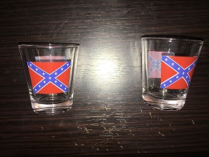 Clear Shot Glass with Rebel Flag