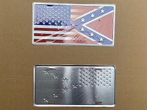 US with Rebel Flag Metal Sign